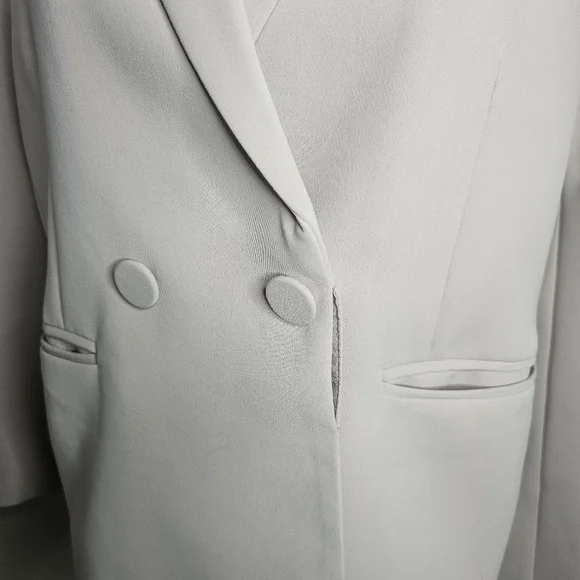 Daxi Retro Styling Greige Double Breasted Tailored Blazer Minimalist Normcore - Picture 3 of 10